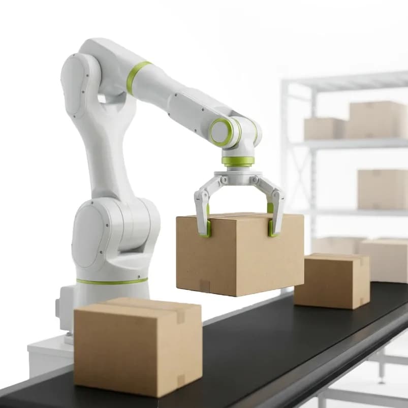 A robotic arm picking parcels in a 24hLogistics warehouse